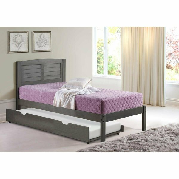 Donco Kids Twin Louver Bed with Trundle - Antique Grey PD_212TAG_503
